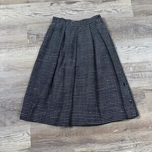 Vintage 90s Giorgio Armani Navy Textured Midi Skirt Pleated Italy Luxury Small